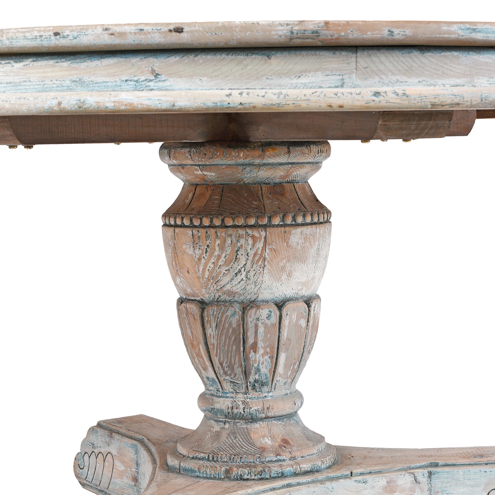 Round Pedestal Dining Table Made From Old Painted Pine