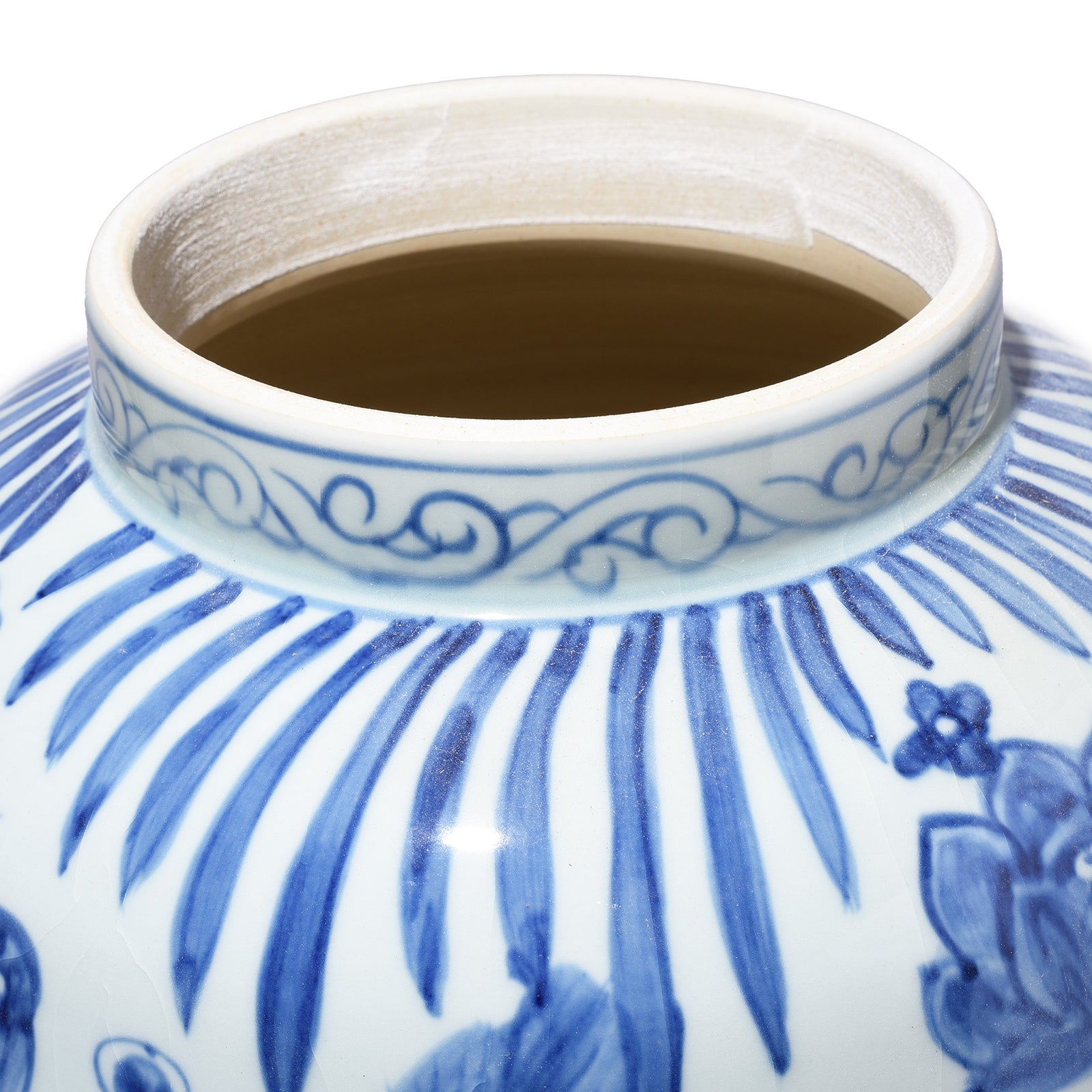 Blue & White Porcelain Temple Jar - Fishes