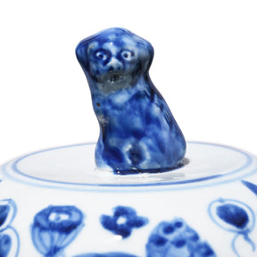 Blue & White Porcelain Temple Jar - Fishes