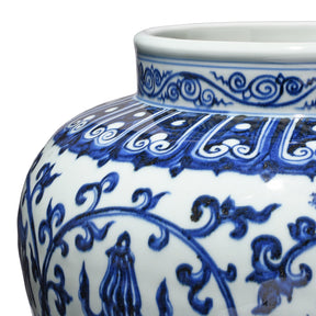 Blue & White Porcelain Jardinière - Trailing Leaf Design