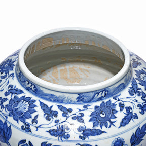 Blue & White Porcelain Jardinière - Trailing Peony Design