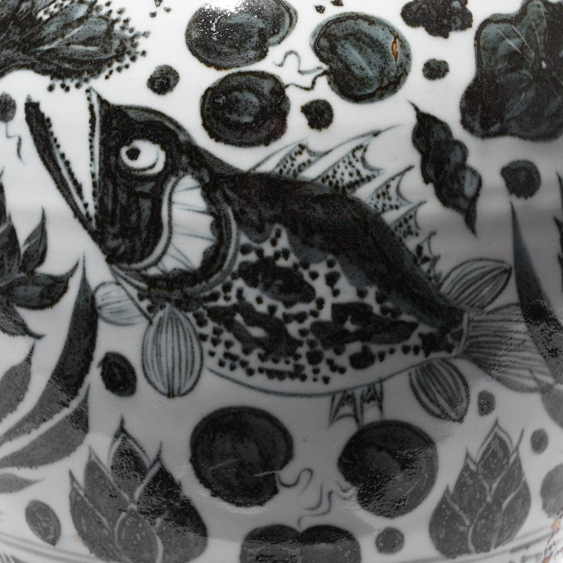 Blue & White Porcelain Meiping Vase - Fish Design