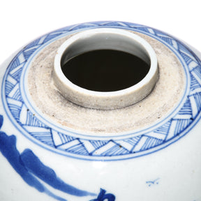 Blue & White Porcelain Ginger Jar - Scholar On Reindeer