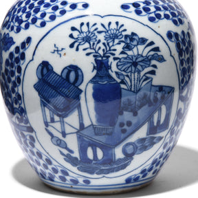 Blue & White Porcelain Ginger Jar - Floral Design