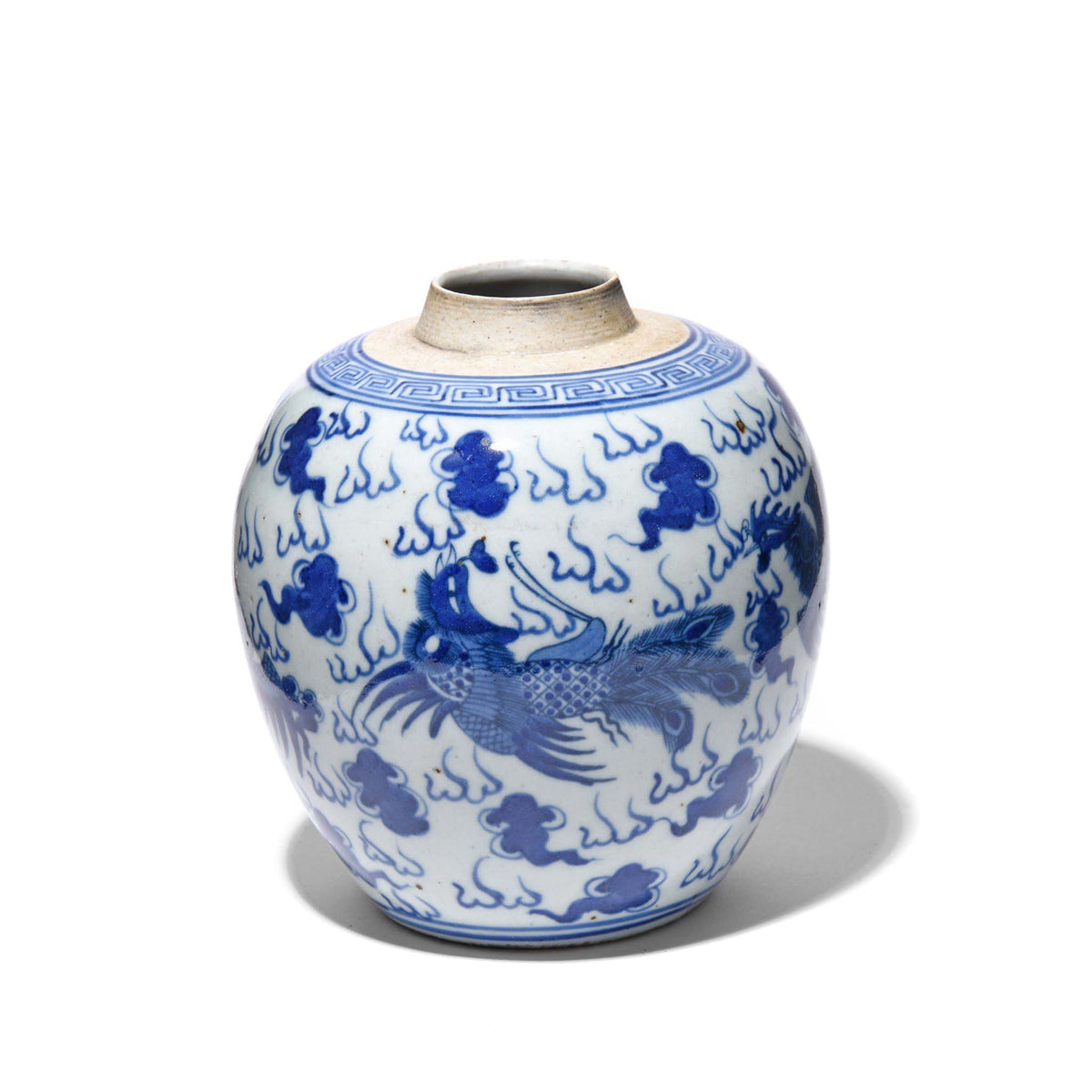 Blue & White Porcelain Ginger Jar - Phoenix In Clouds