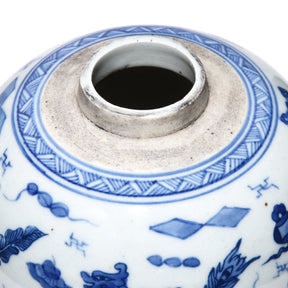 Blue & White Porcelain Ginger Jar - Wise Objects & Swastikas