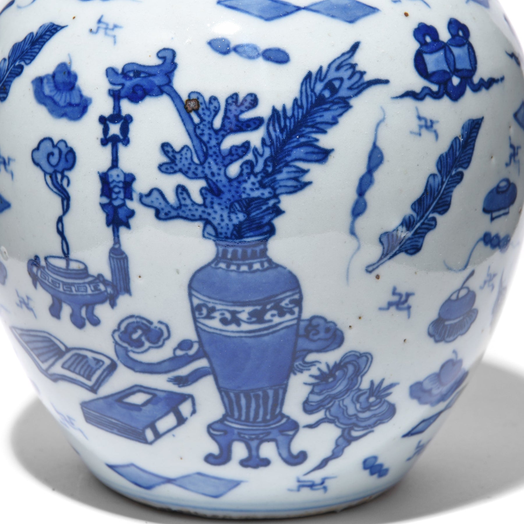 Blue & White Porcelain Ginger Jar - Wise Objects & Swastikas
