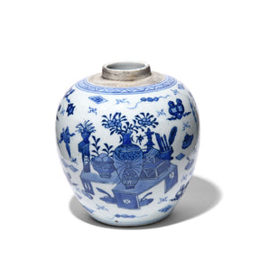 Blue & White Porcelain Ginger Jar - Wise Objects & Swastikas