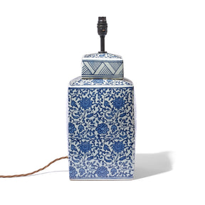 Blue & White Porcelain Tea Caddy Table Lamp