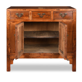 3 Drawer Chinese Elm Sideboard From Hebei - 19thC