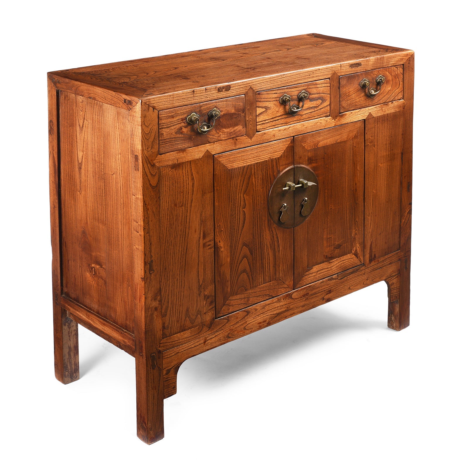 3 Drawer Chinese Elm Sideboard From Hebei - 19thC