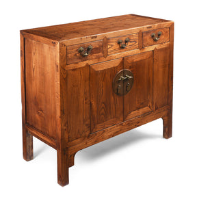3 Drawer Chinese Elm Sideboard From Hebei - 19thC