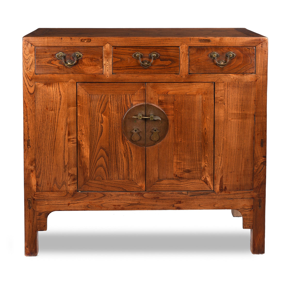 3 Drawer Chinese Elm Sideboard From Hebei - 19thC