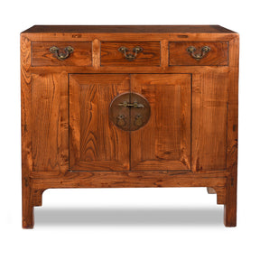 3 Drawer Chinese Elm Sideboard From Hebei - 19thC