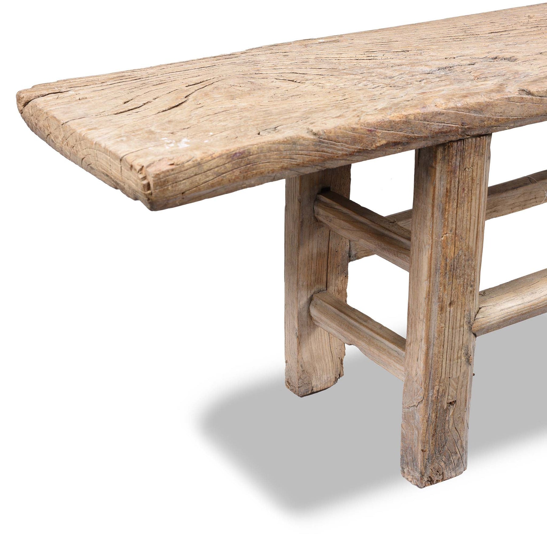 Long Elm Farmhouse Bench From Shandong - 19thC