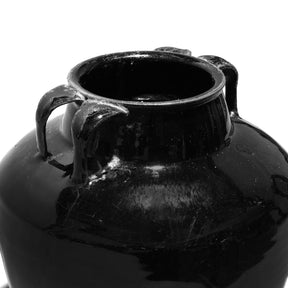 Vintage Black Glazed Earthenware Wine Jar From Shanxi