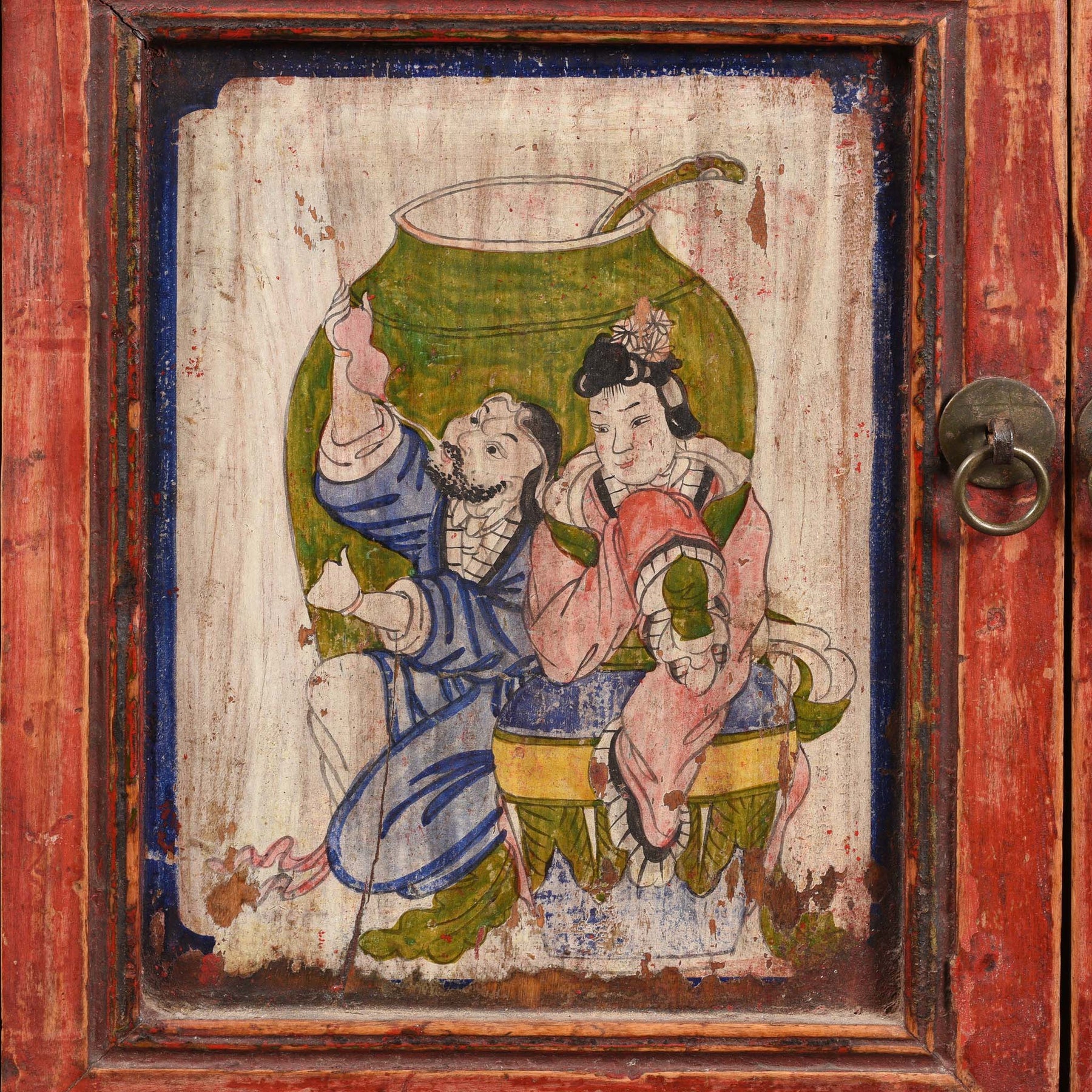 A Pair Of Painted Mongolian Side Cabinet - 19thC