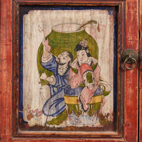 A Pair Of Painted Mongolian Side Cabinet - 19thC