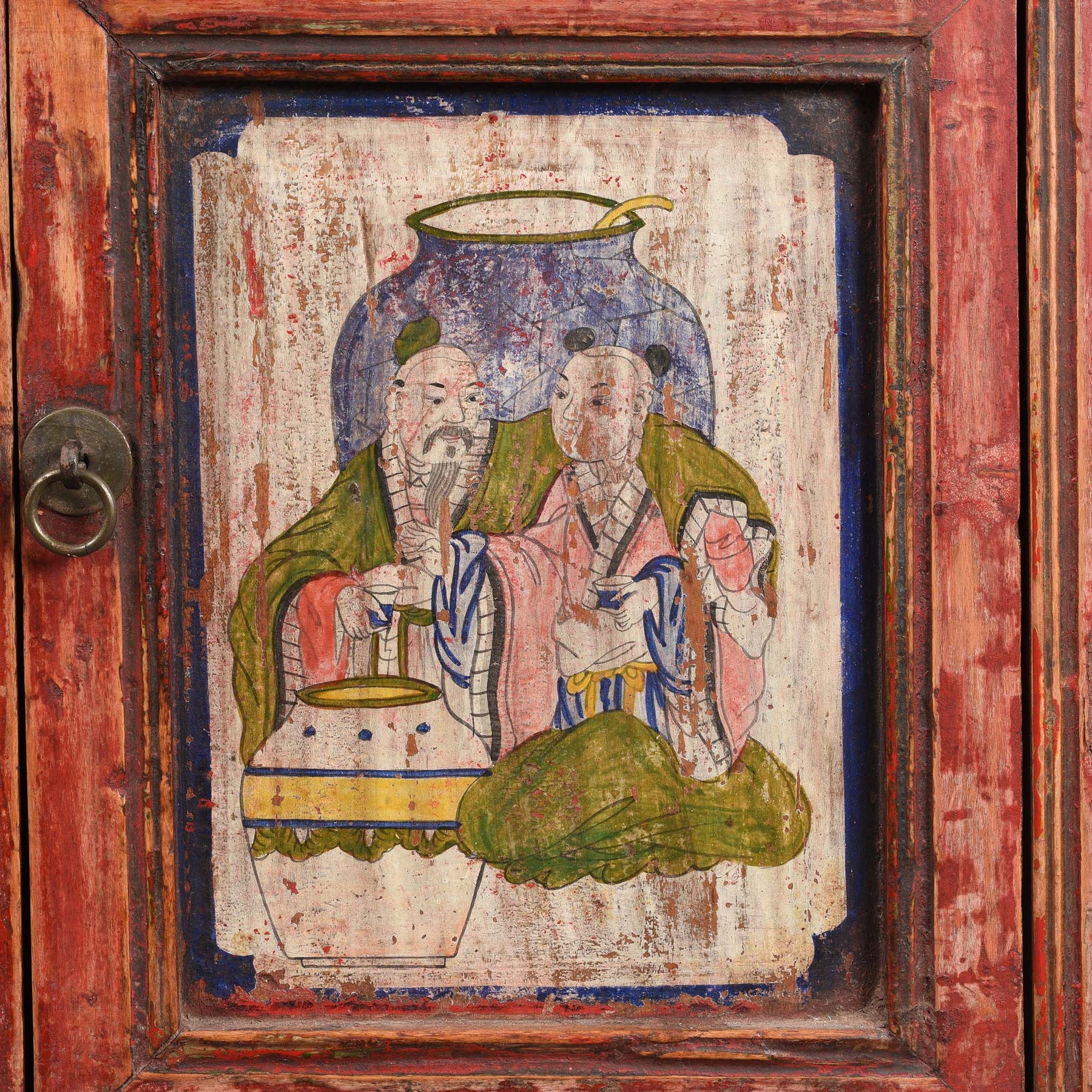 A Pair Of Painted Mongolian Side Cabinet - 19thC