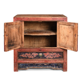 A Pair Of Painted Mongolian Side Cabinet - 19thC