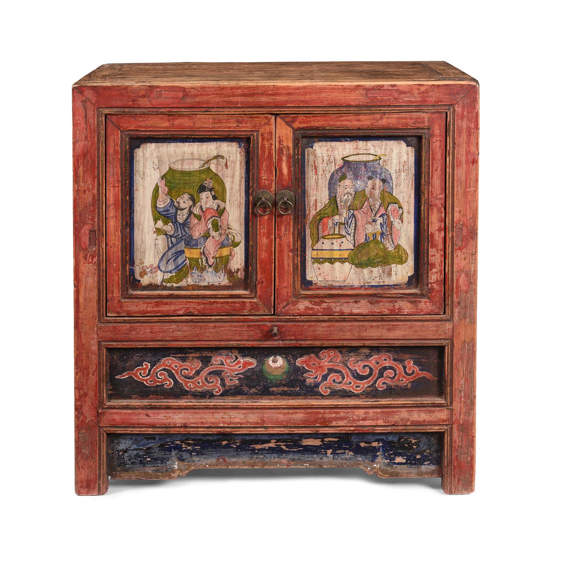 A Pair Of Painted Mongolian Side Cabinet - 19thC