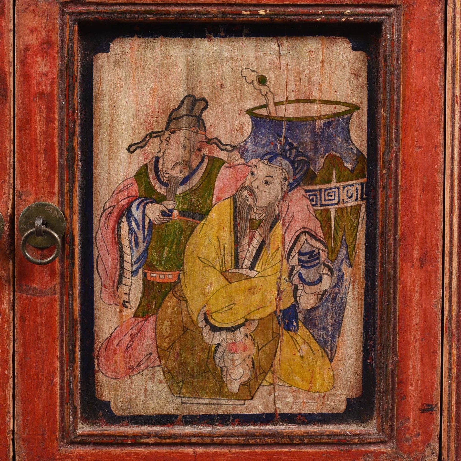 A Pair Of Painted Mongolian Side Cabinet - 19thC