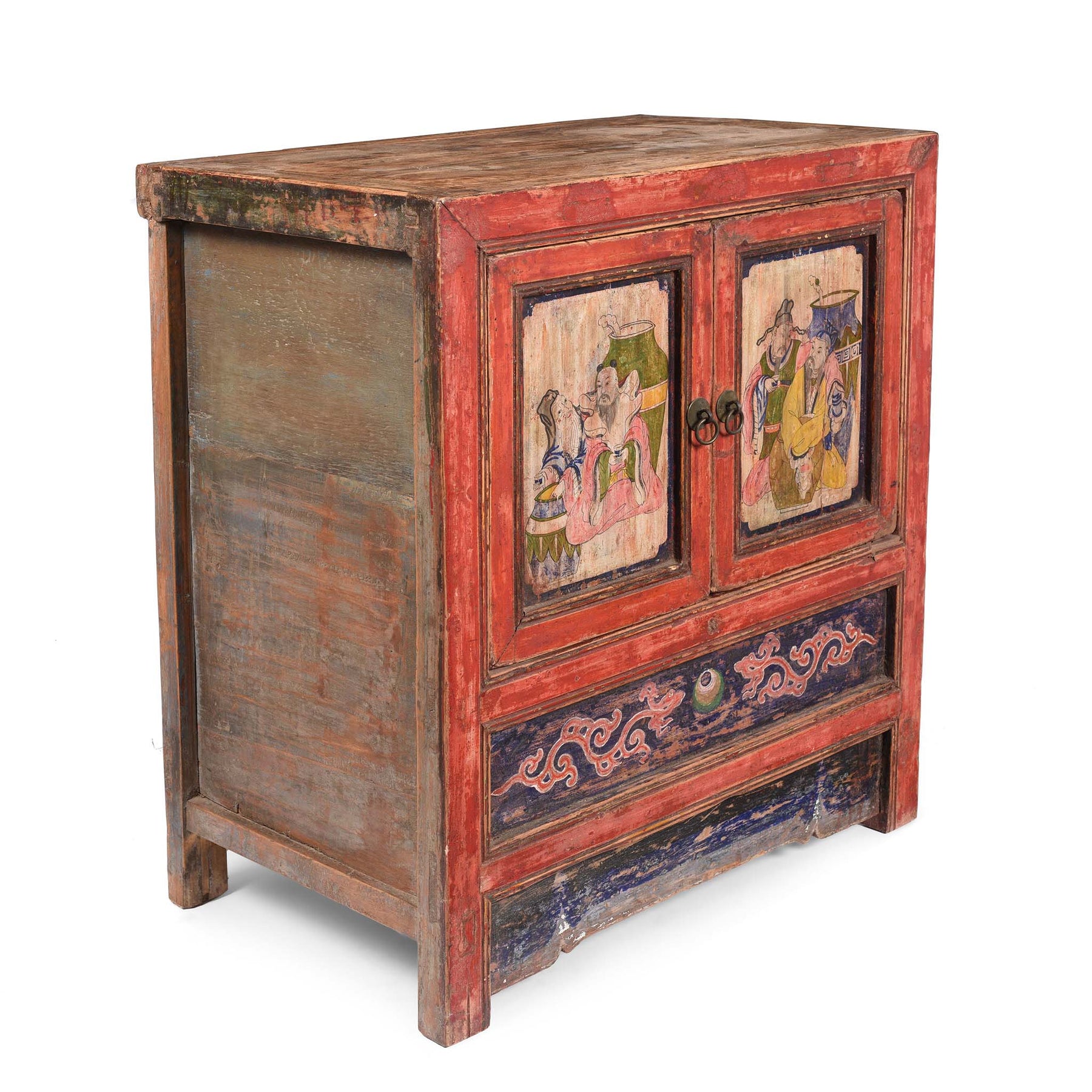 A Pair Of Painted Mongolian Side Cabinet - 19thC