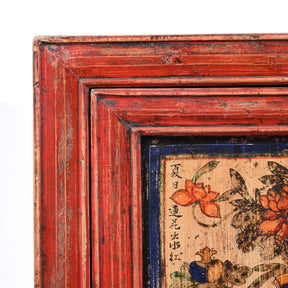 Painted Mongolian Book Cabinet Made From Elm - 19thC