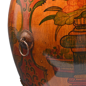 Painted Mongolian Drum Side Table