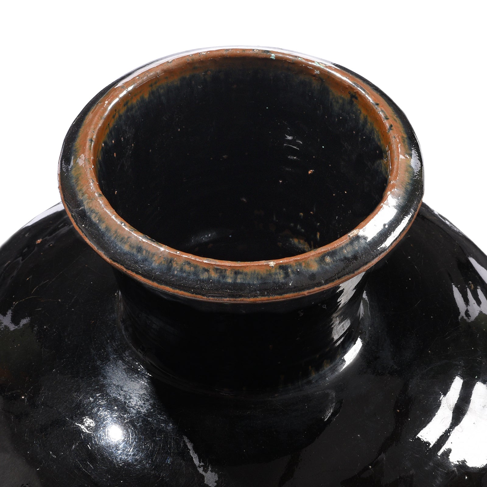 Black Glaze Chinese Storage Jar From Shanxi - 19th Century