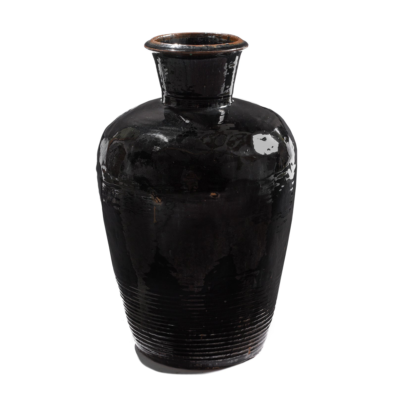 Black Glaze Chinese Storage Jar From Shanxi - 19th Century