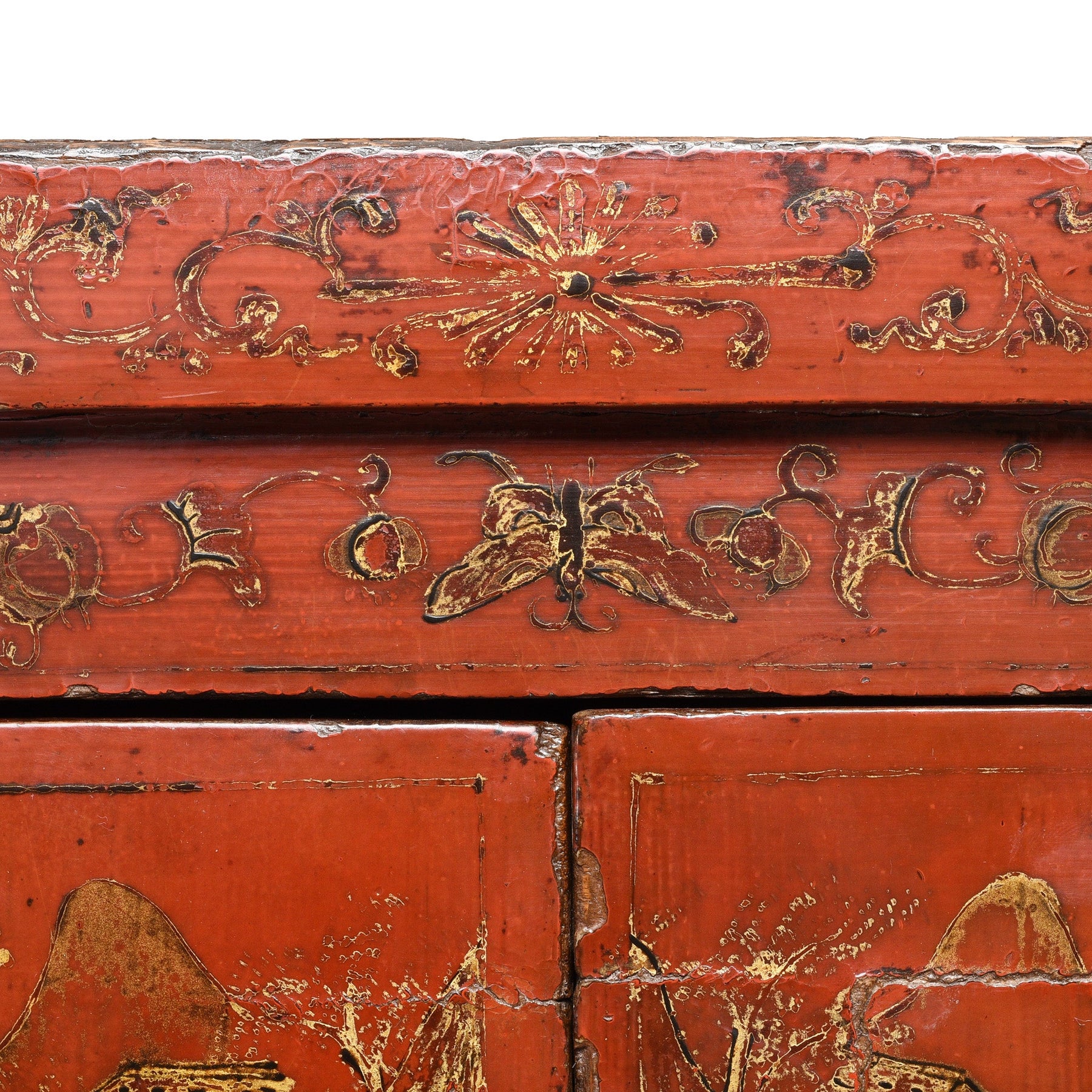Red Lacquer Bedside Cabinet from Shanxi - Early 19thC