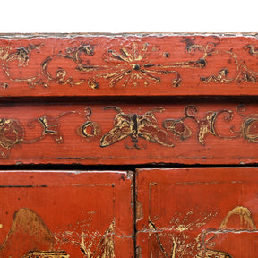 Red Lacquer Bedside Cabinet from Shanxi - Early 19thC