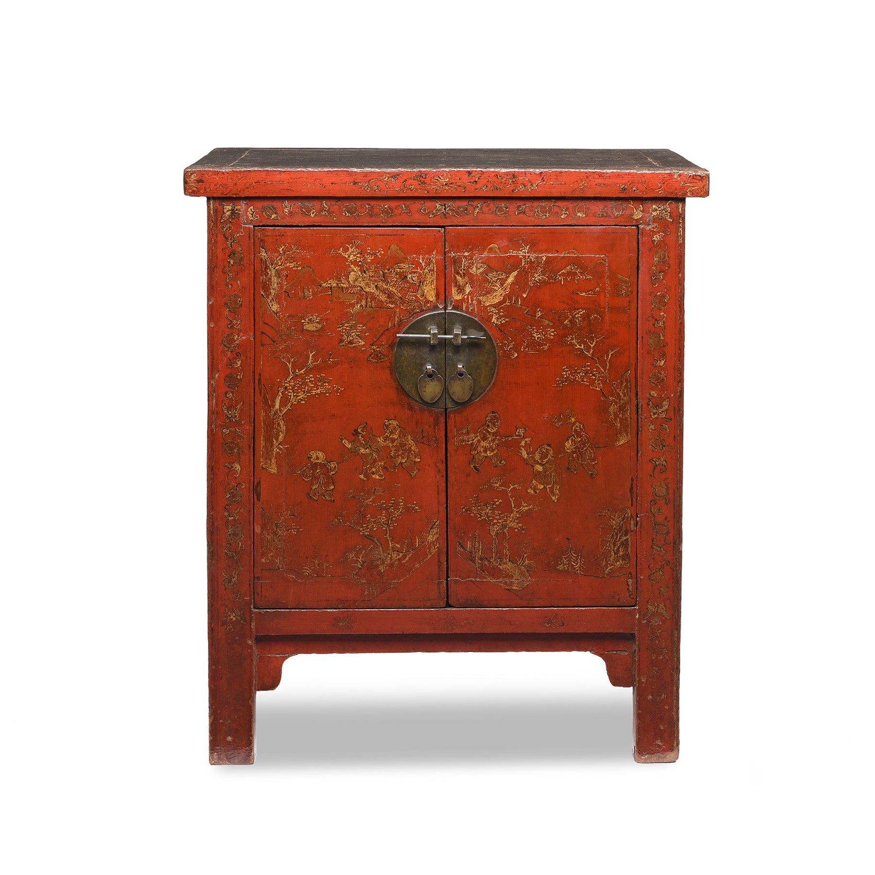 Red Lacquer Bedside Cabinet from Shanxi - Early 19thC