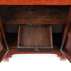 Chinese Red Lacquer Bedside Cabinet - 19thC