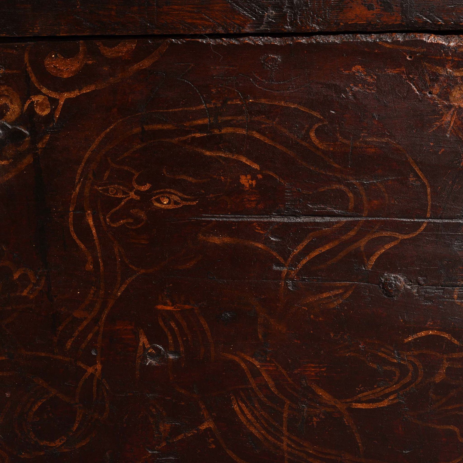 Painted Zeeba Chest From Tibet - Late 18th Century