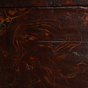 Painted Zeeba Chest From Tibet - Late 18th Century