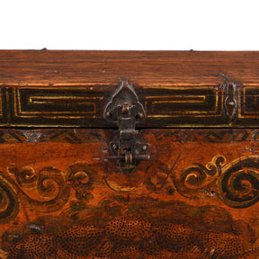 Painted Zeeba Chest From Tibet - Late 18th Century