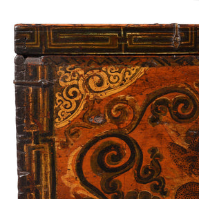 Painted Zeeba Chest From Tibet - Late 18th Century