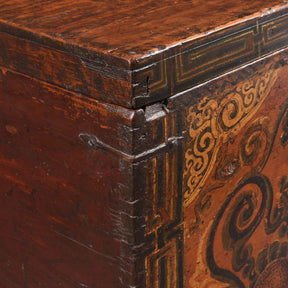 Painted Zeeba Chest From Tibet - Late 18th Century