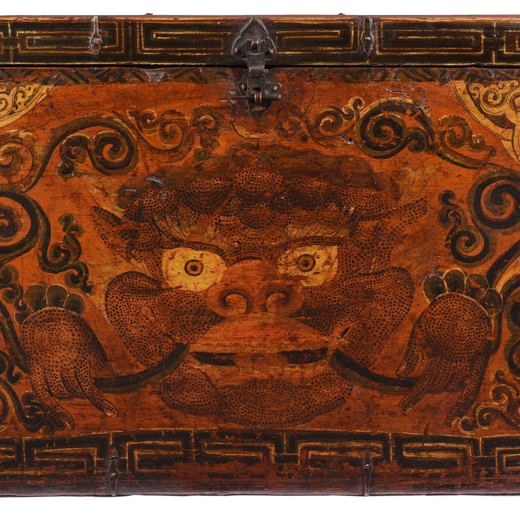 Painted Zeeba Chest From Tibet - Late 18th Century