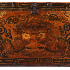 Painted Zeeba Chest From Tibet - Late 18th Century