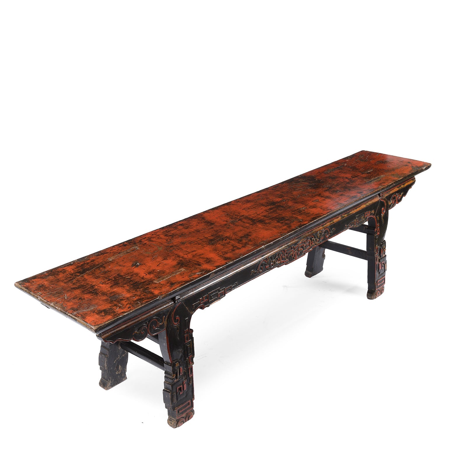 Lacquer Chinese Bench From Jiangxi Province - 19thC