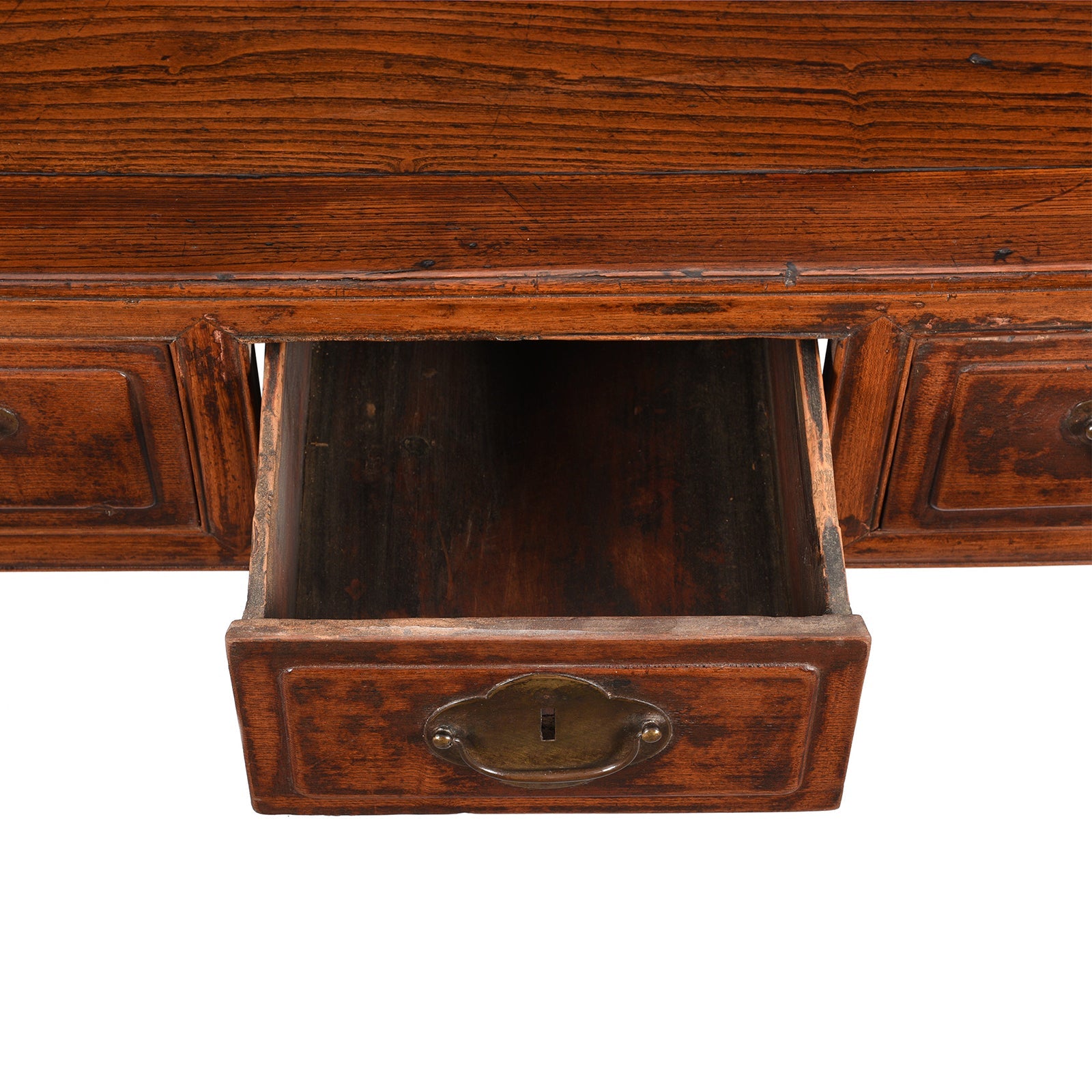 3 Drawer Red Elm Desk From Shanxi - 19thC