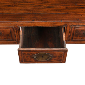 3 Drawer Red Elm Desk From Shanxi - 19thC