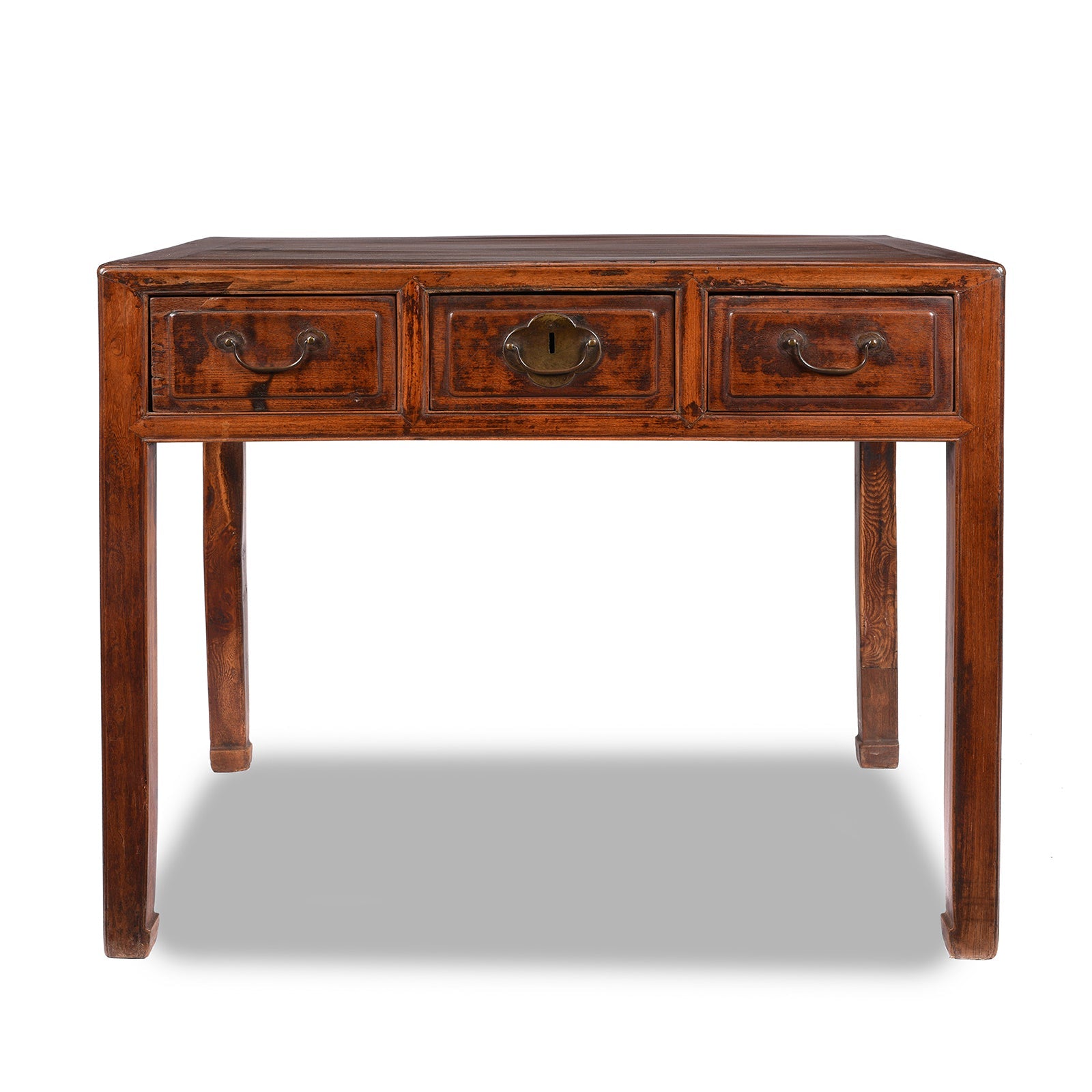 3 Drawer Red Elm Desk From Shanxi - 19thC