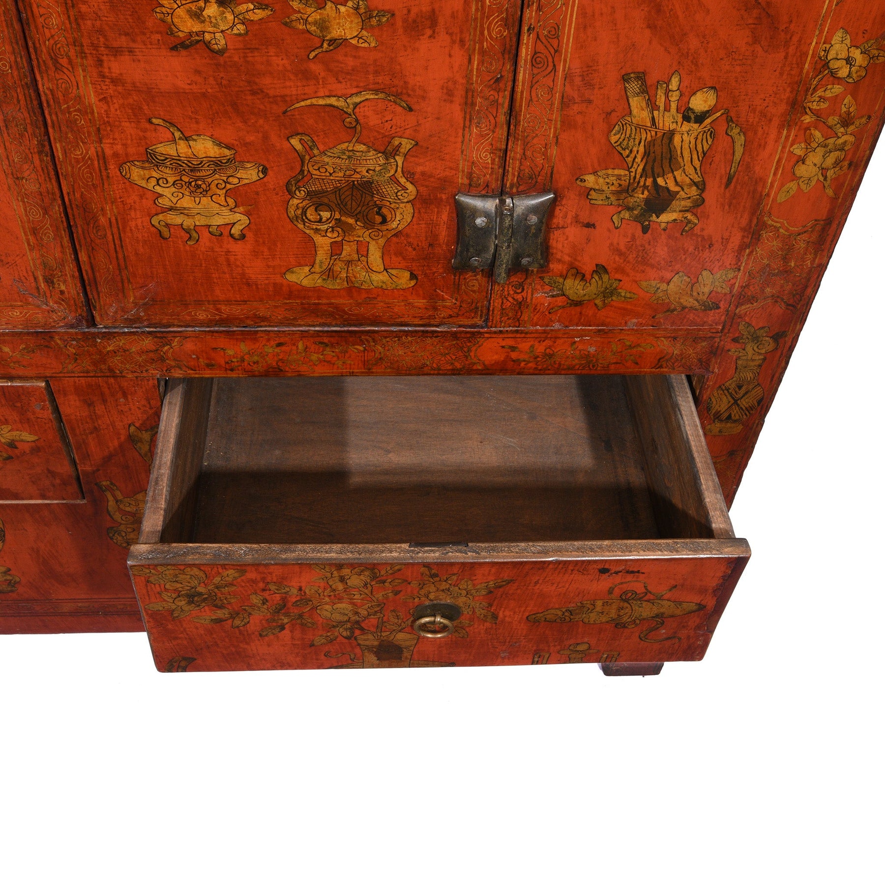 Red Lacquer Wedding Cabinet - 19thC