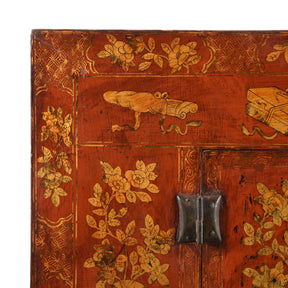 Red Lacquer Wedding Cabinet - 19thC