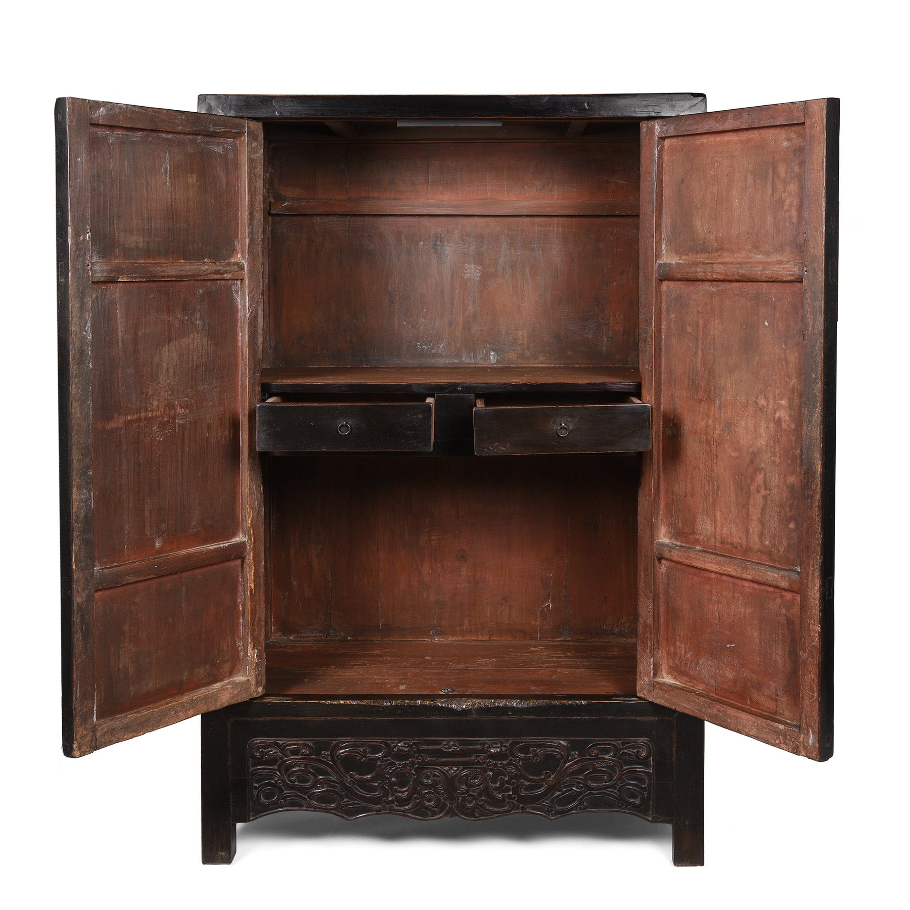 Chinese Black Lacquer Cabinet From Shanxi - 19thC