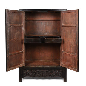 Chinese Black Lacquer Cabinet From Shanxi - 19thC